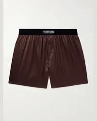 Tom Ford Boxer in raso di seta stretch con finiture in velluto Rosso