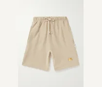 Shorts a gamba dritta in jersey di cotone con logo applicato e coulisse
