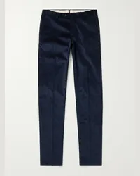 Loro Piana Straight-Leg Cotton-Corduroy Trousers Blu