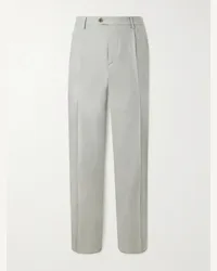 Etro Pantaloni a gamba dritta in misto lana spazzolata con pinces Grigio