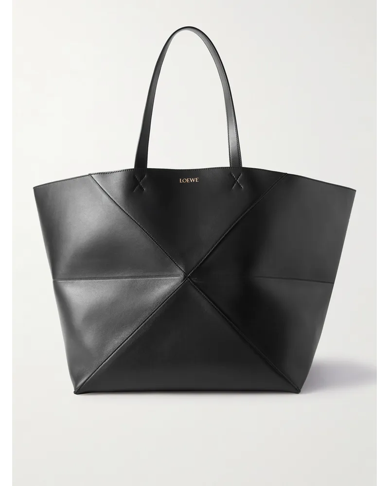 Loewe Tote bag extra-large in pelle a pannelli Puzzle Fold Nero