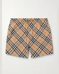 Burberry Shorts da mare medi a gamba dritta a quadri Marrone