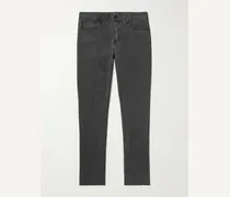 Straight-Leg Brushed Cotton-Blend Twill Trousers