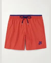 Vilebrequin Shorts da mare medi a gamba dritta in ECONYL® Moka Rosso