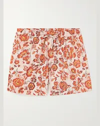 Loro Piana Shorts da mare medi a gamba dritta con stampa floreale Arancione