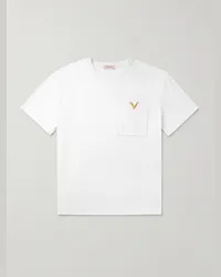 Valentino Garavani T-shirt in jersey di cotone con logo Bianco