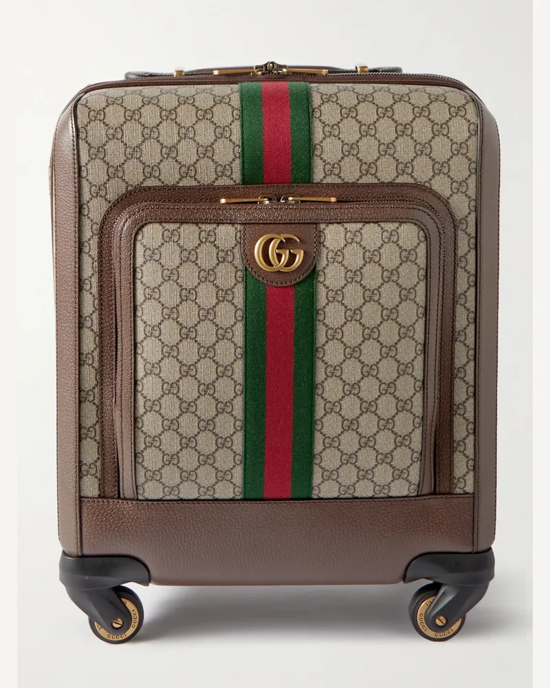 Gucci Trolley in tela spalmata con stampa e finiture in pelle Savoy Neutri