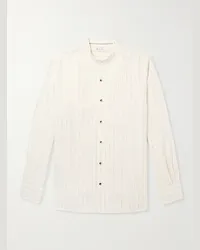 Loro Piana Camicia in lino a righe con collo alla coreana Elia Neutri