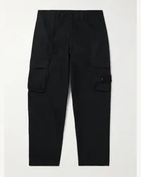 Stone Island Pantaloni cargo a gamba affusolata in cotone con logo applicato Ghost Nero