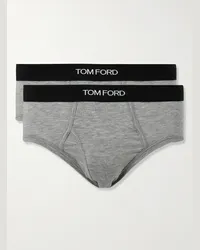 Tom Ford Confezione da due slip in misto cotone e modal stretch Grigio