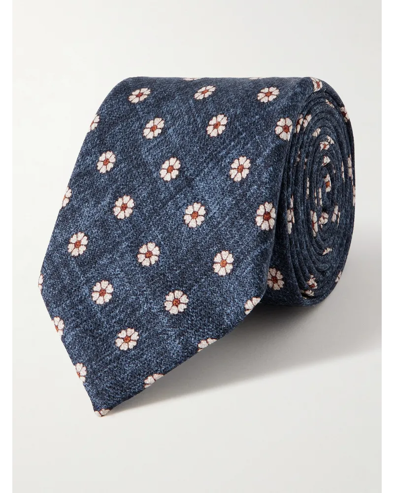 Favourbrook Cravatta in seta floreale Osterley, 8 cm Blu