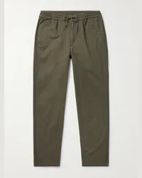 Folk Pantaloni in twill di cotone a gamba affusolata con coulisse Verde