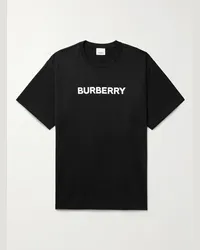 Burberry T-shirt oversize in jersey di cotone con logo stampato Nero