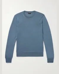 Tom Ford Pullover in misto cashmere e seta Blu