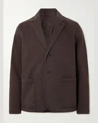 MR P. Blazer in twill di misto cotone tinto in capo Marrone