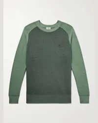 Etro Pullover in lana bicolore con logo ricamato Verde