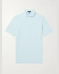 Peter Millar Polo in misto cotone Pima piqué a righe Albatross Blu