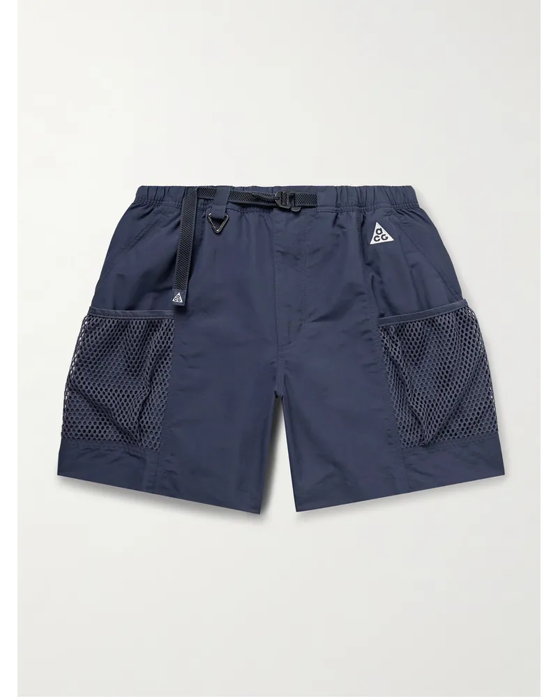 Nike Shorts a gamba dritta in nylon con finiture in mesh e cintura ACG Snowgrass Blu