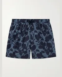 MR P. Shorts da mare medi a gamba dritta floreali Blu