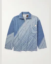 Loewe Paula’s Ibiza Camicia in denim sfrangiato con stampa e logo applicato Blu