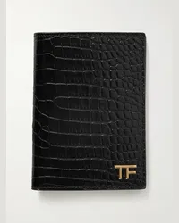 Tom Ford Portapassaporto in pelle lucida effetto coccodrillo Nero