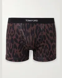 Tom Ford Boxer in cotone stretch con stampa ghepardo Marrone