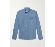 Camicia in cotone fiammato con collo button-down