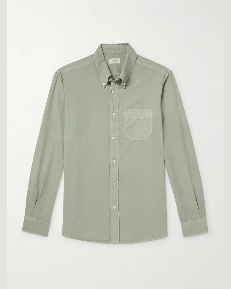 Altea Camicia in misto lyocell e cotone con collo button-down Ivy Verde