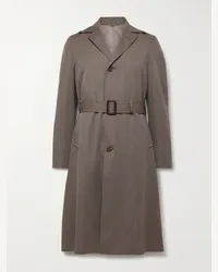 SAMAN AMEL Cappotto in twill di lana con cintura Marrone