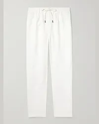 Ralph Lauren Pantaloni a gamba affusolata in twill di lino con coulisse Bianco