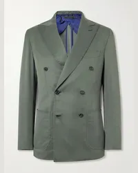 Brioni Giacca doppiopetto in twill di misto seta e cashmere Verde