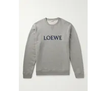 Loewe Felpa in jersey di cotone con logo ricamato Grigio