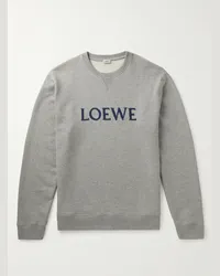 Loewe Felpa in jersey di cotone con logo ricamato Grigio