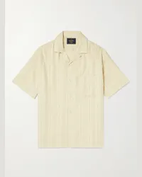 Portuguese Flannel Camicia in garza di cotone ricamata con colletto convertibile Almada Giallo