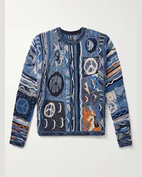 KAPITAL Pullover in misto cotone jacquard Boro Gaudy Blu