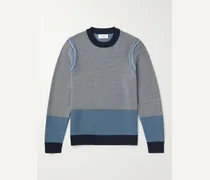 Pullover in lana merino color-block