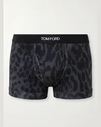 Tom Ford Boxer in cotone stretch con stampa ghepardo Nero