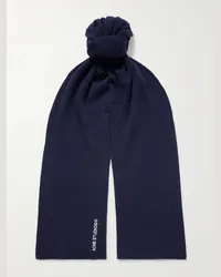 Acne Studios Sciarpa in misto lana con logo ricamato Kornoto Blu