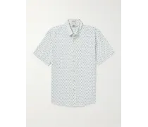 Camicia in misto lino stampato con collo button-down Breeze