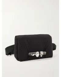 Alexander McQueen Borsa a tracolla in shell con finiture in pelle e decorazione The Knuckle Nero