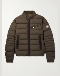 Moncler Piumino trapuntato in shell con finiture in gros-grain e logo applicato Marrone