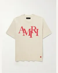 Amiri T-shirt in jersey di cotone con logo Staggered Neutri