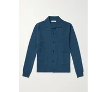 MR P. Camicia in lana con colletto aperto Blu