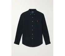 Camicia button-down in velluto a coste slim-fit
