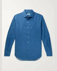 Loro Piana Camicia in chambray di cotone Andre Blu