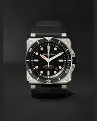 Bell & Ross Orologio automatico 42 mm in acciaio inossidabile con cinturino in gomma BR 03-92 Diver, N. rif. BR0392-­D-­BL-­ST/SRB Nero