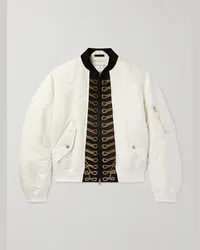 Alexander McQueen Bomber in shell con ricami Bianco