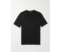 T-shirt slim-fit in jersey di misto lyocell e cotone a coste Placed Rib
