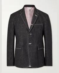 Thom Browne Giacca slim-fit in denim lavato Nero