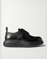 Alexander McQueen Brogue in pelle con suola oversize Nero